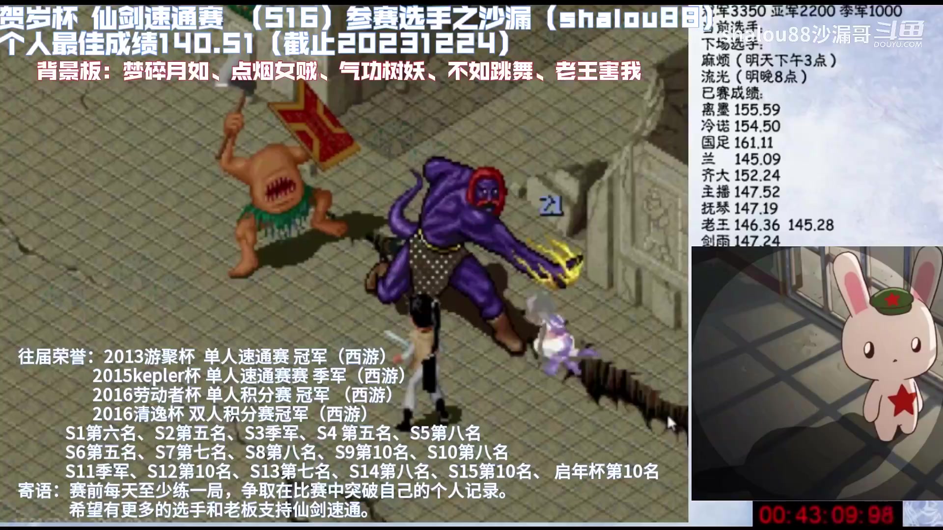 【怀旧游戏】shalou88沙漏哥的精彩时刻 20240108 06点场